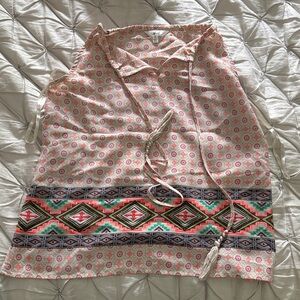 Geometric Patterned Wrap Top